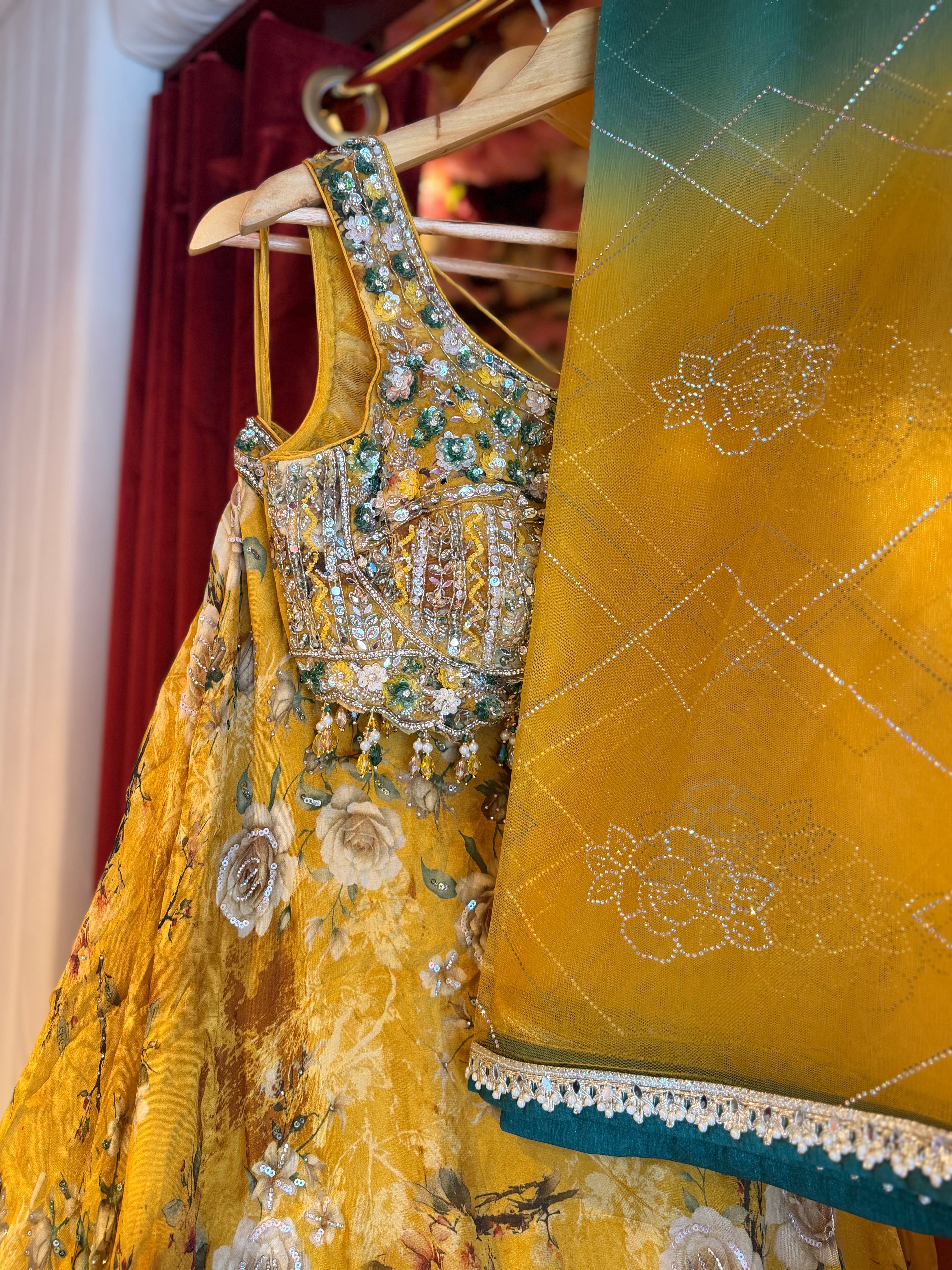 YELLOW FLORAL LEHENGA
