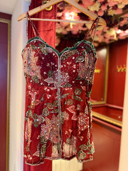 BURGUNDY CORSET SHARARA SUIT