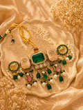 GREEN AND BABY PINK MEENAKARI SET