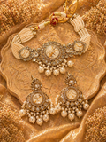 SABYASACHI INSPIRED PEARL AND QUARTZ CRYSTAL CHOKER SET